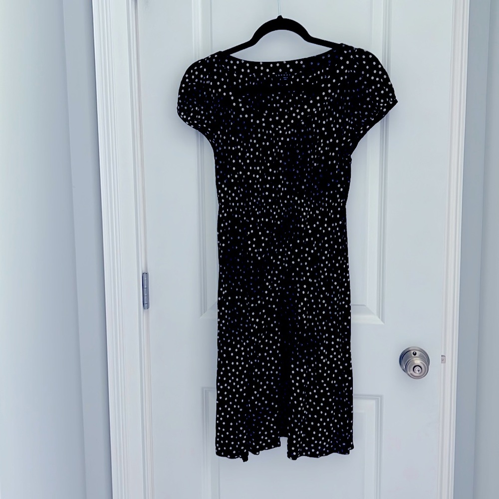 THEORY Dress Black Polka-Dots Size P